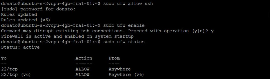 Firewall basilare ubuntu